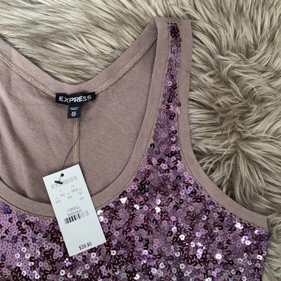 Express Patterned Sequins Tank Top NWT - Picture 4 of 7